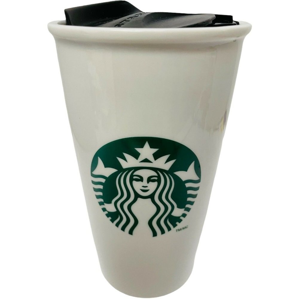 Starbucks‎ Coffee Mugs 2004 Mermaid Ceramic Travel Tumbler with Lid 2011 12 oz